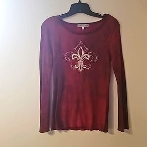 "Vintage Suzie" Ladies Embellished Long Sleeve Top, Sz Small